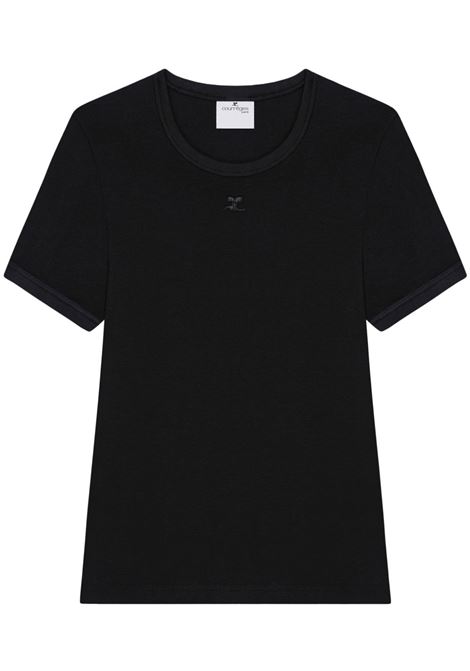 signature contrast t-shirt woman black COURRÈGES | 125JTS017JS02039999