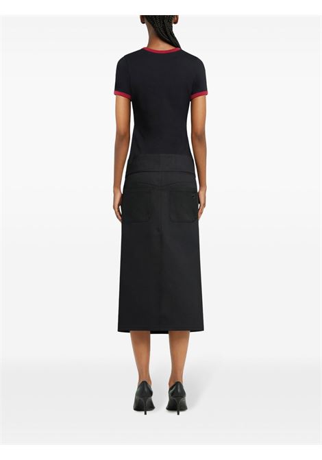 signature contrast t-shirt woman black COURRÈGES | 125JTS017JS0203B087