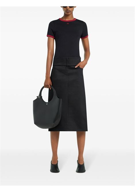 signature contrast t-shirt woman black COURRÈGES | 125JTS017JS0203B087
