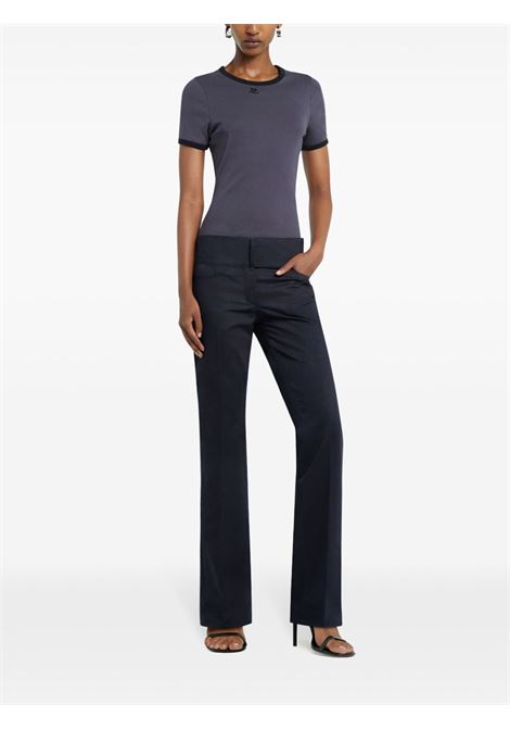 signature contrast t-shirt woman denim and black COURRÈGES | 125JTS017JS0203B155