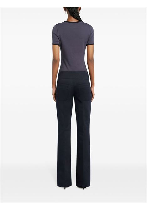 signature contrast t-shirt woman denim and black COURRÈGES | 125JTS017JS0203B155