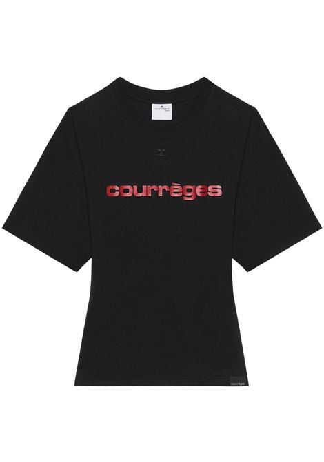 fitted printed t-shirt woman black COURRÈGES | 125JTS168JS0112B087