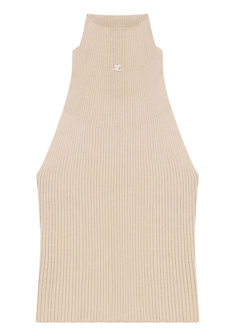 mickneck light rin top woman cappuccino COURRÈGES | 125MTO384FI00491054