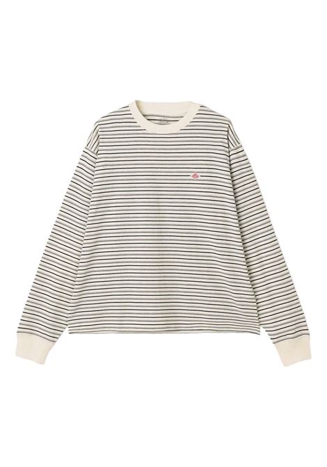 long sleeve t-shirt stripe woman ecru and black DANTON | DT-C0269ECRU/BLACK