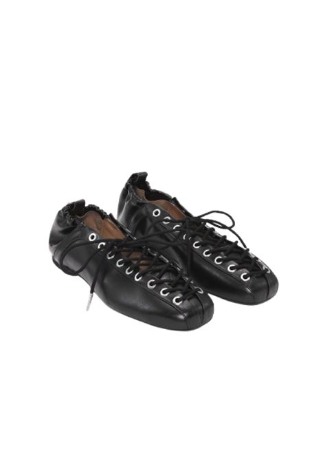 oleatex lace-up ballet flats woman black  GANNI | S2914099