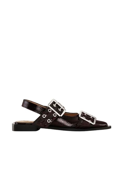 feminine buckle ballerinas woman burgundy GANNI | S2951234