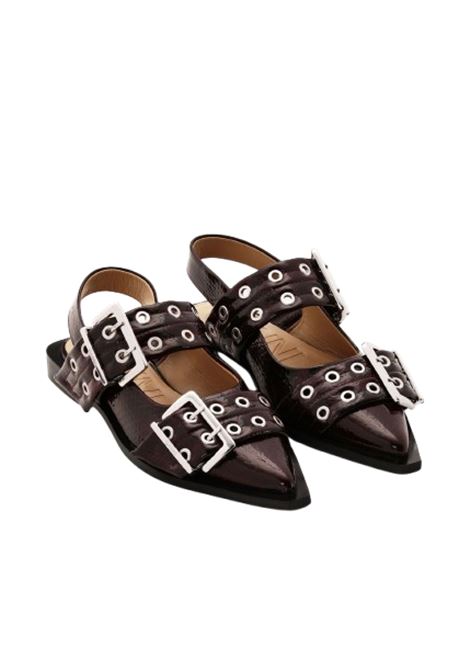 feminine buckle ballerinas woman burgundy GANNI | S2951234