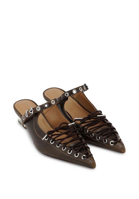 mules oleatex lace-up donna dark olive GANNI | S3092826