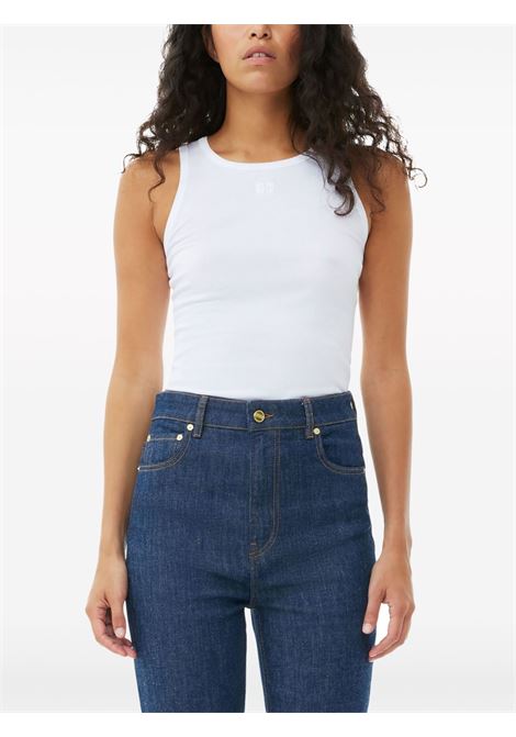 soft cotton rib tank top woman white GANNI | T3897151