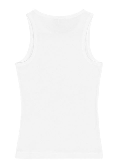 soft cotton rib tank top woman white GANNI | T3897151