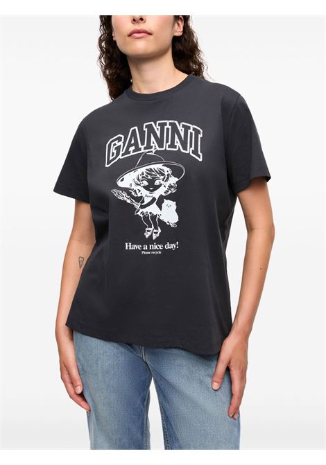 t-shirt witch relaxed donna nera GANNI | T4138252