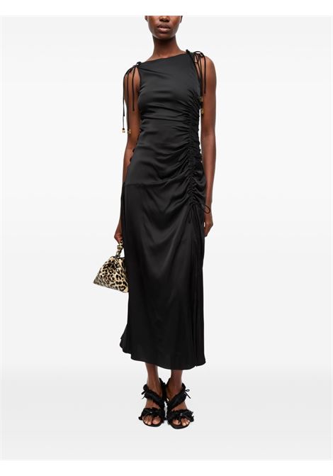 abito satin gathered donna nero GANNI | W0381099