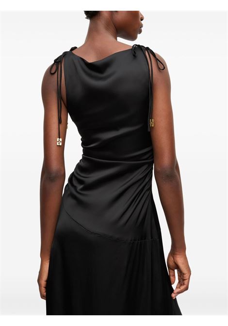 abito satin gathered donna nero GANNI | W0381099