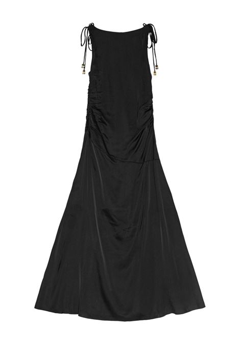 abito satin gathered donna nero GANNI | W0381099