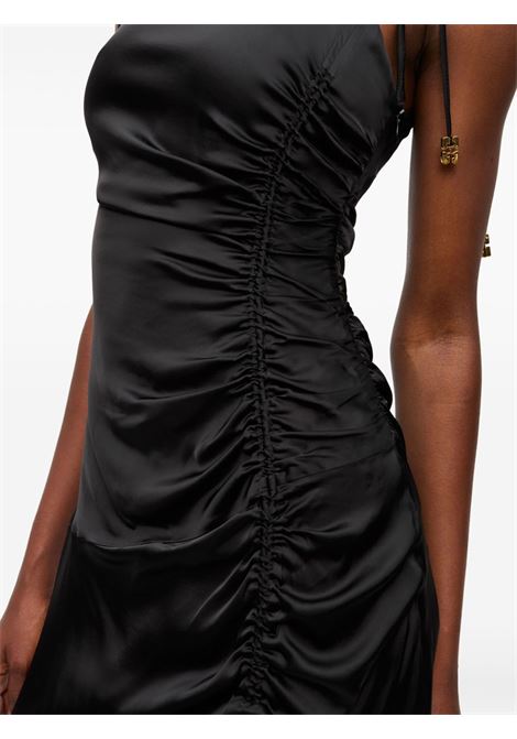 abito satin gathered donna nero GANNI | W0381099