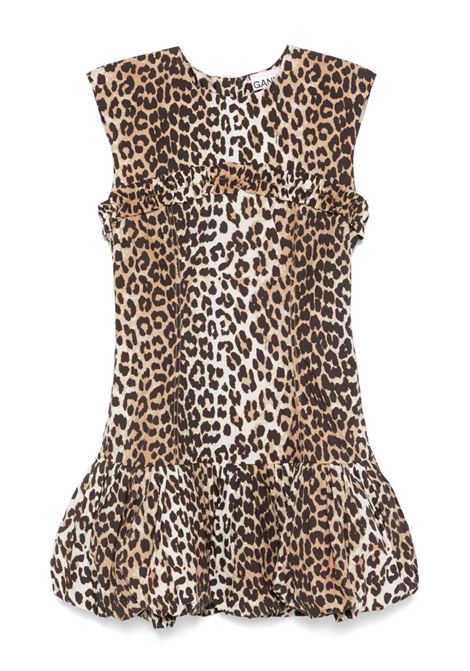 printed cotton corset mini dress donna leopard GANNI | W0652943