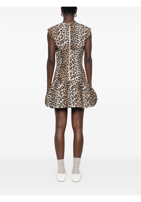 printed cotton corset mini dress donna leopard GANNI | W0652943