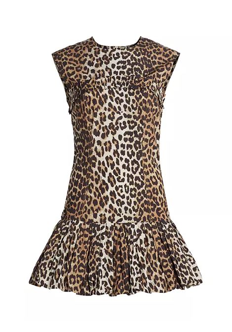 printed cotton corset mini dress donna leopard GANNI | W0652943