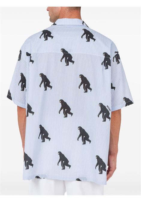 camicia allover chimpanzee uomo azzurra MOSCHINO | 251ZZ022602581303