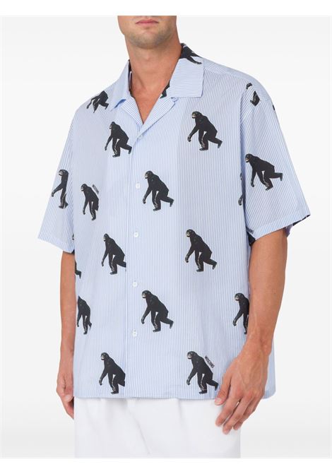 camicia allover chimpanzee uomo azzurra MOSCHINO | 251ZZ022602581303
