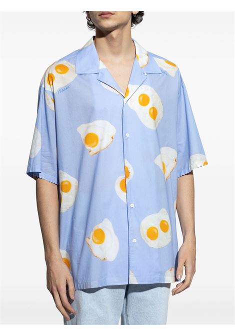 camicia allover eggs uomo azzurra MOSCHINO | 251ZZ022602591303
