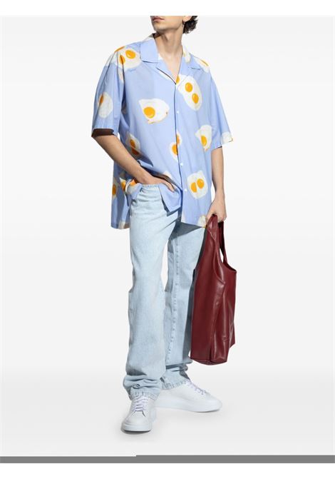 camicia allover eggs uomo azzurra MOSCHINO | 251ZZ022602591303