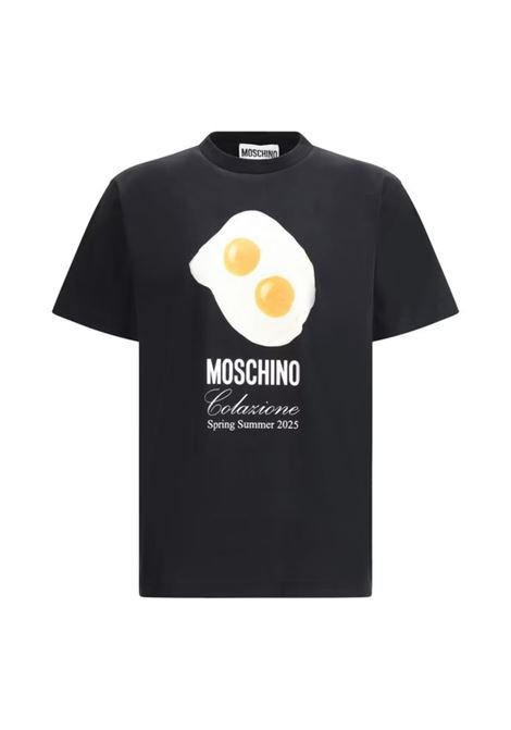 eggs print t-shirt man black MOSCHINO | 251ZZ071502411555
