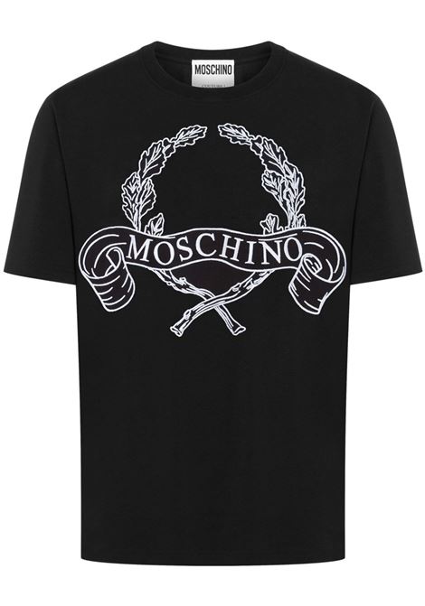 laurel crown logo t-shirt man black MOSCHINO | 251ZZ072202411555