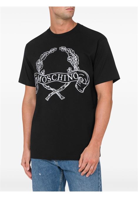 laurel crown logo t-shirt man black MOSCHINO | 251ZZ072202411555