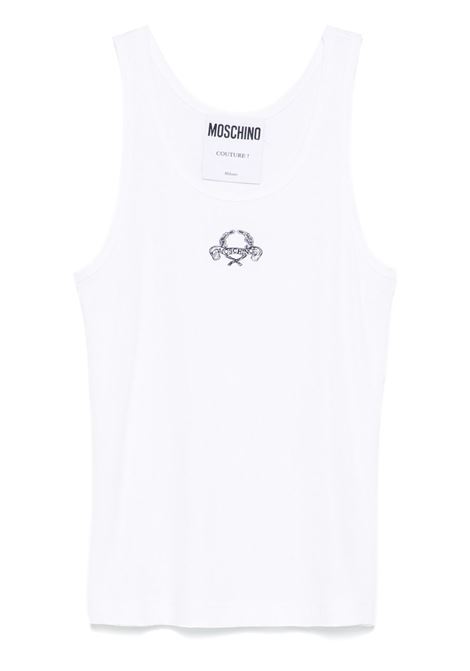 canotta mini laurel crown uomo bianca MOSCHINO | 251ZZ890502451001