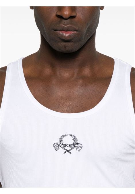 canotta mini laurel crown uomo bianca MOSCHINO | 251ZZ890502451001