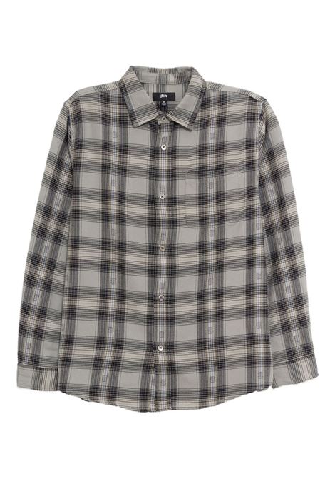 motif plaid shirt man grey STÜSSY | 11103520008