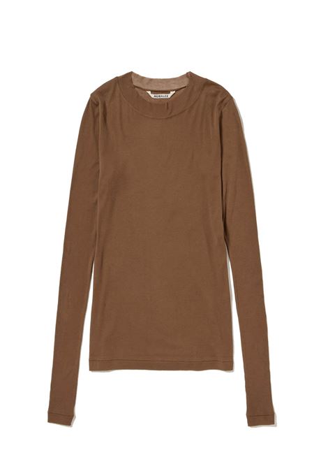 l/s rib t-shirt woman brown AURALEE | A00T01HFBROWN