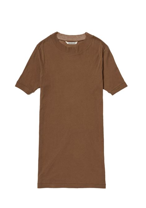 rib t-shirt woman brown AURALEE | A00T03HFBROWN