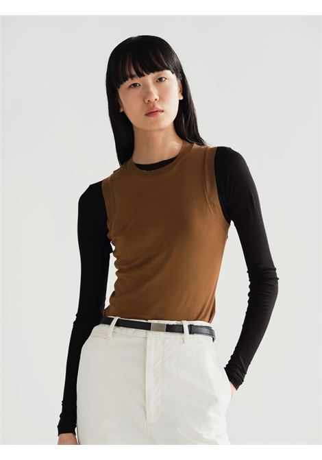 canotta semitrasparente donna marrone AURALEE | A00T04HFBROWN
