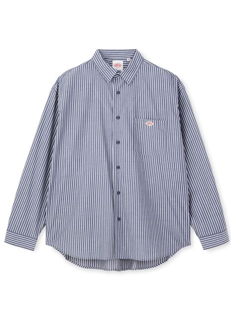 camicia t/c poplin work uomo a righe navy DANTON | DT-B0225NAVY/WHITE