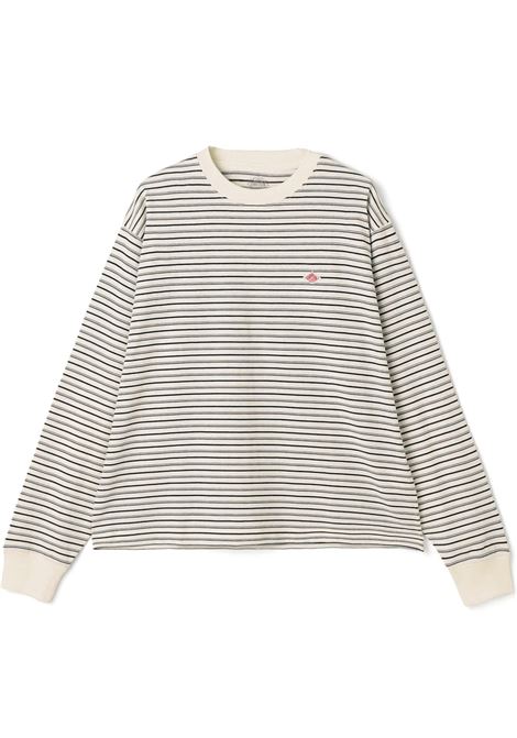 long sleeve t-shirt stripe woman ecru and black DANTON | DT-C0269ECRU/BLACK