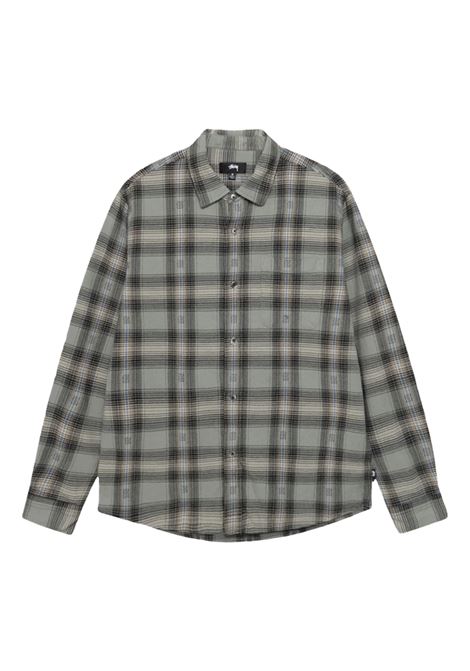 motif plaid shirt man grey STÜSSY | 11103520008