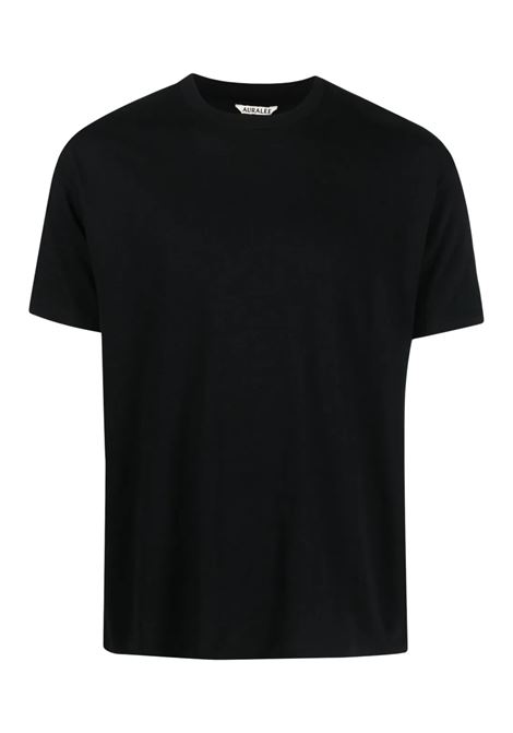 t-shirt seamless crew neck uomo nera AURALEE | A00T01STBLACK