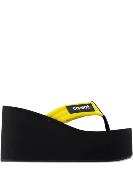 branded wedge sandals woman black and yellow COPERNI | COPSH09F3070BLKYLW