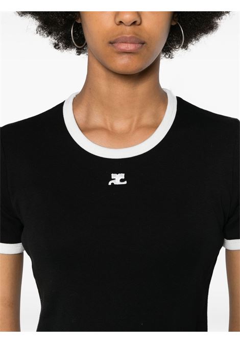t-shirt signature donna nera COURRÈGES | VESJTS017JS00709901