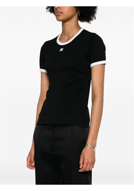 t-shirt signature donna nera COURRÈGES | VESJTS017JS00709901