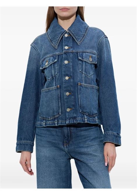 heavy denim jacket woman blue GANNI | A1010073569