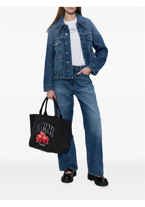 heavy denim jacket woman blue GANNI | A1010073569