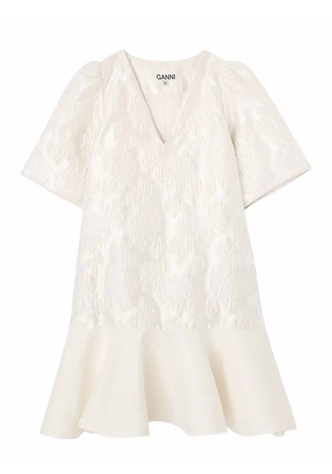 abito mini satin cloque donna bianco opaco GANNI | A1030105135