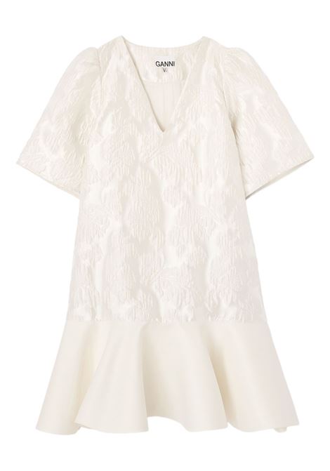 abito mini satin cloque donna bianco opaco GANNI | A1030105135