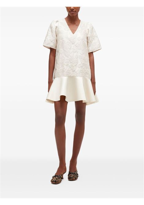 abito mini satin cloque donna bianco opaco GANNI | A1030105135