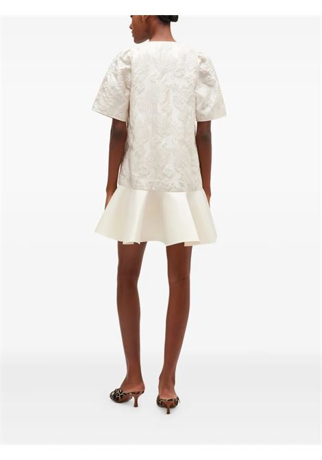 satin cloque mini dress woman egret GANNI | A1030105135