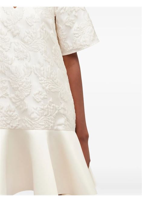 satin cloque mini dress woman egret GANNI | A1030105135