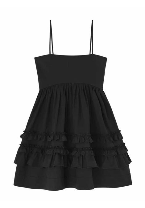 abito mini frill donna nero GANNI | A1030207099
